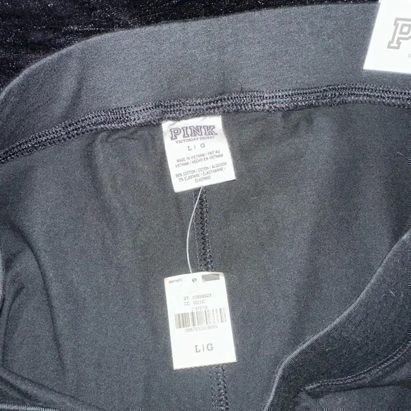 NWT Cotton Pink Victoria’s Secret Black Full Length Leggings - Picture 5 of 7
